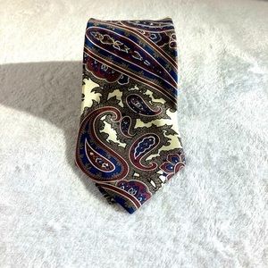 Christian Dior Monsieur Cream & Red Paisley Silk Necktie